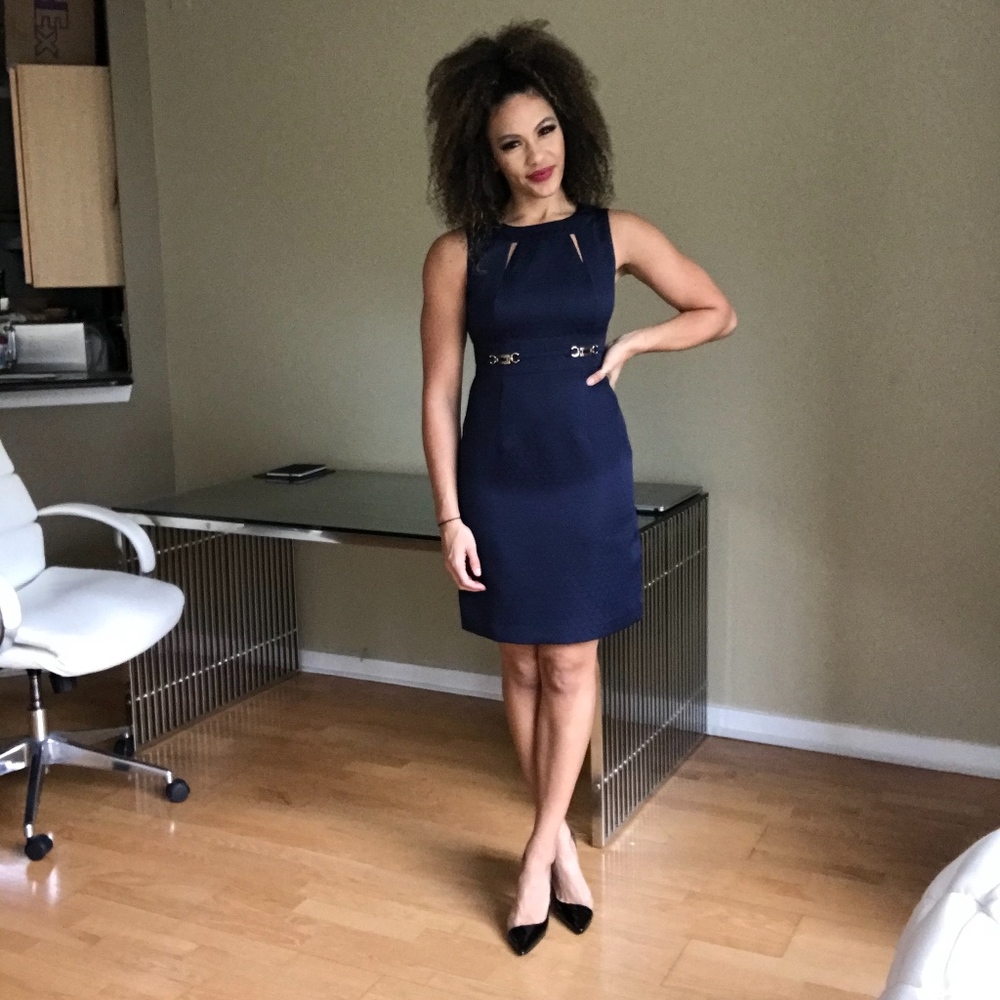 Tahari Arthur S. Levine Navy Cocktail Dress